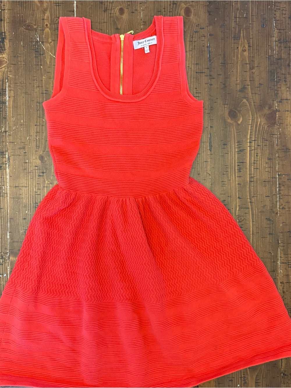 Juicy Couture Red Sleeveless Dress Stretchy Textured Midi Sz Small GUC